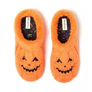 2 for $30 sale: NWT Dearfoams orange pumpkin jack-o-lantern slippers (7-8)